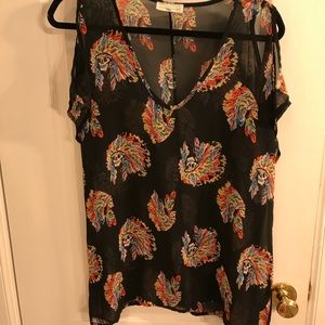 Cold shoulder Indian skull blouse turquoise haven